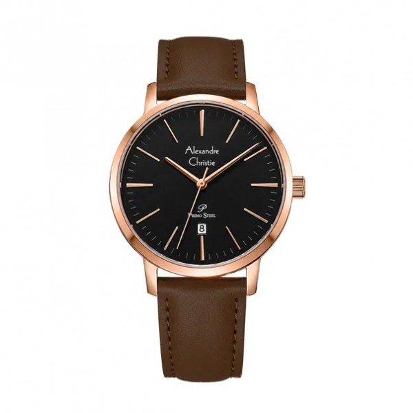 Alexandre Christie AC 1028 Rosegold Black Brown Leather Man MDLRGBABO
